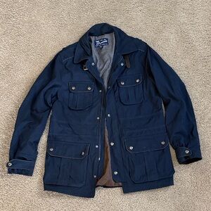 H.E. by Mango | Men's Navy Military-Style Field Jacket | Size L